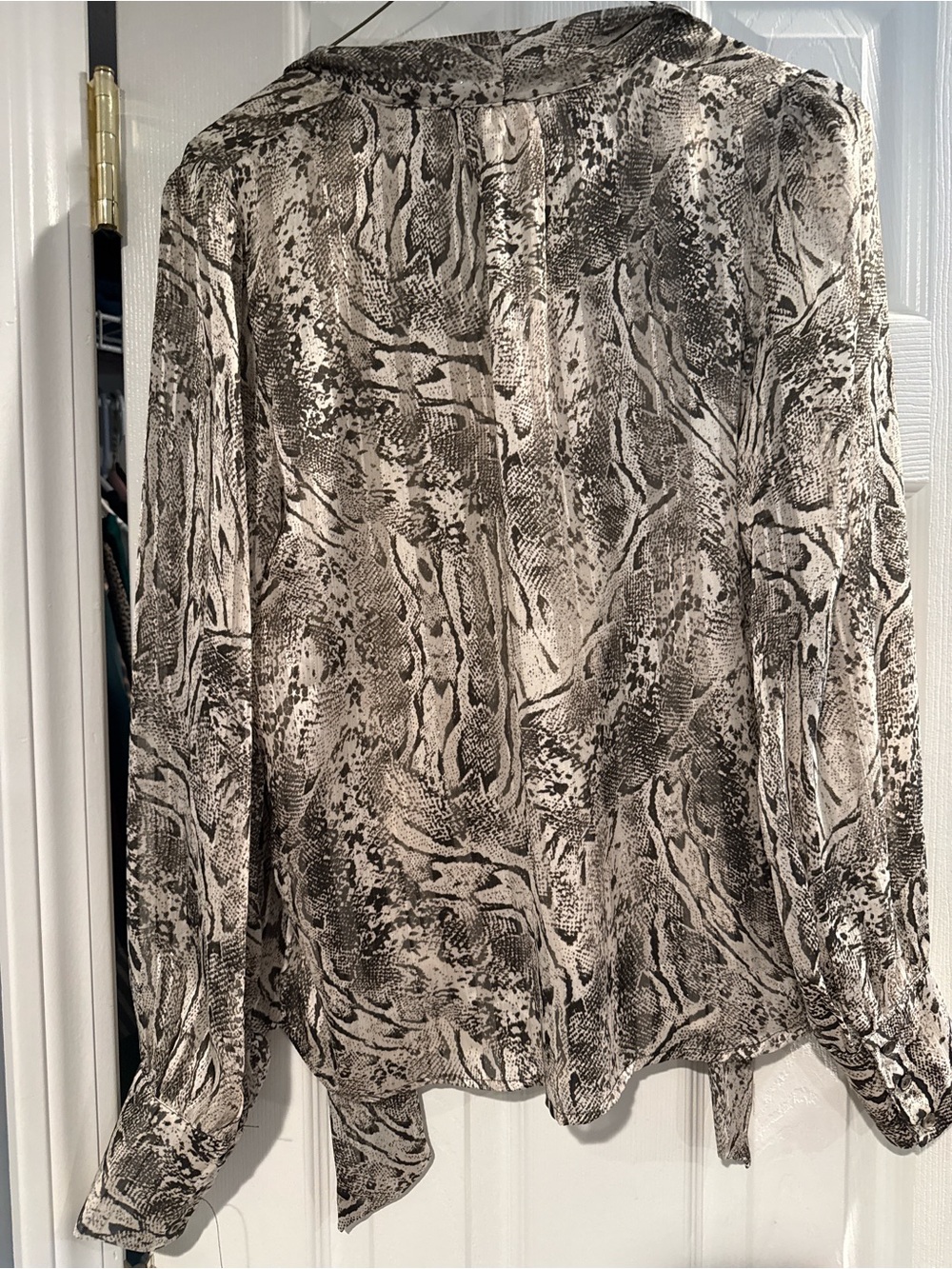 Womens Neutral Snake-Print Blouse